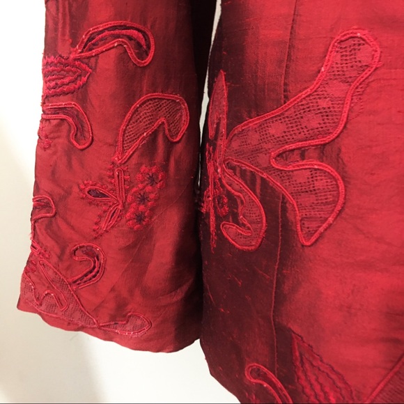 Chico’s Design 100% Silk Embroidered Blazer/Jacket Size Small - Picture 3 of 5